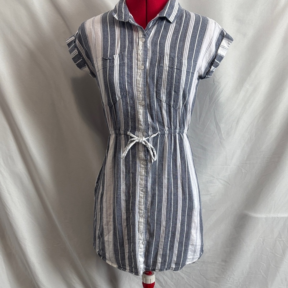 Japna Blue and White Striped Midi Dress SM430